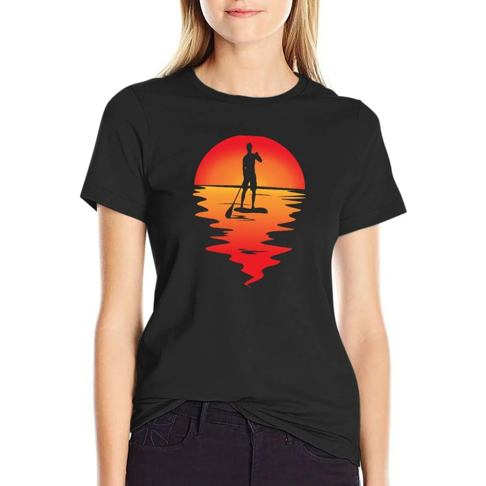 

Stand Up Paddle Board - SUP - Orange Sunset T-Shirt anime clothes customizeds oversized woman t shirt