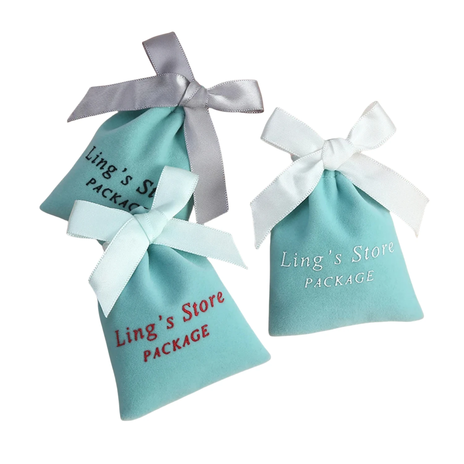 

100Pcs Jewelry Velvet Bag With Ribbon Gift Pouches Wedding Candy Gift Packing Cosmetic Party Decoration Custom Personalized Logo