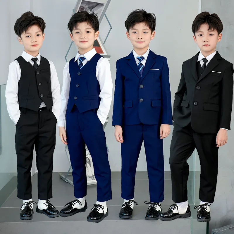JUCPKID Handsome Children Suit Kids Boys 3/4/5Pcs Set British Little Boys Formal Piano Performance Suit 2-12Y Teens Boy Costume