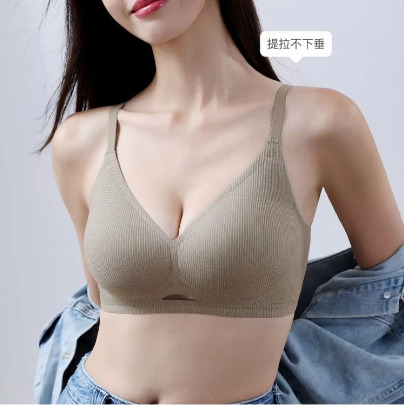 Autunno Inverno Nuovo reggiseno senza cuciture per donna Piccolo petto raccolto Comodo reggiseno da collezione per seno laterale senza fili anti-cedimento