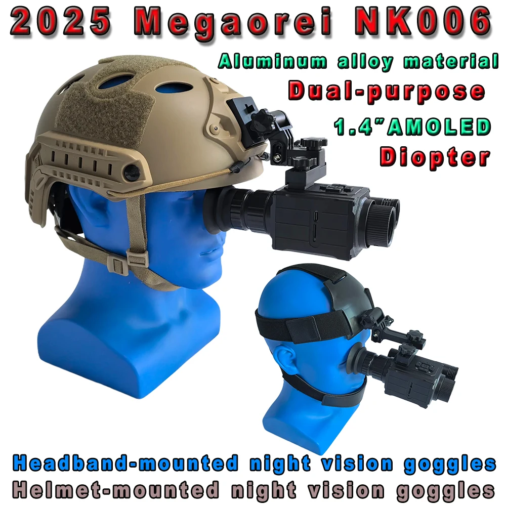 Megaorei NK006 كاميرا تلسكوب تكتيكية مثبتة على الرأس 850nm/940nm الأشعة تحت الحمراء للرؤية الليلية خوذة تلسكوب للصيد