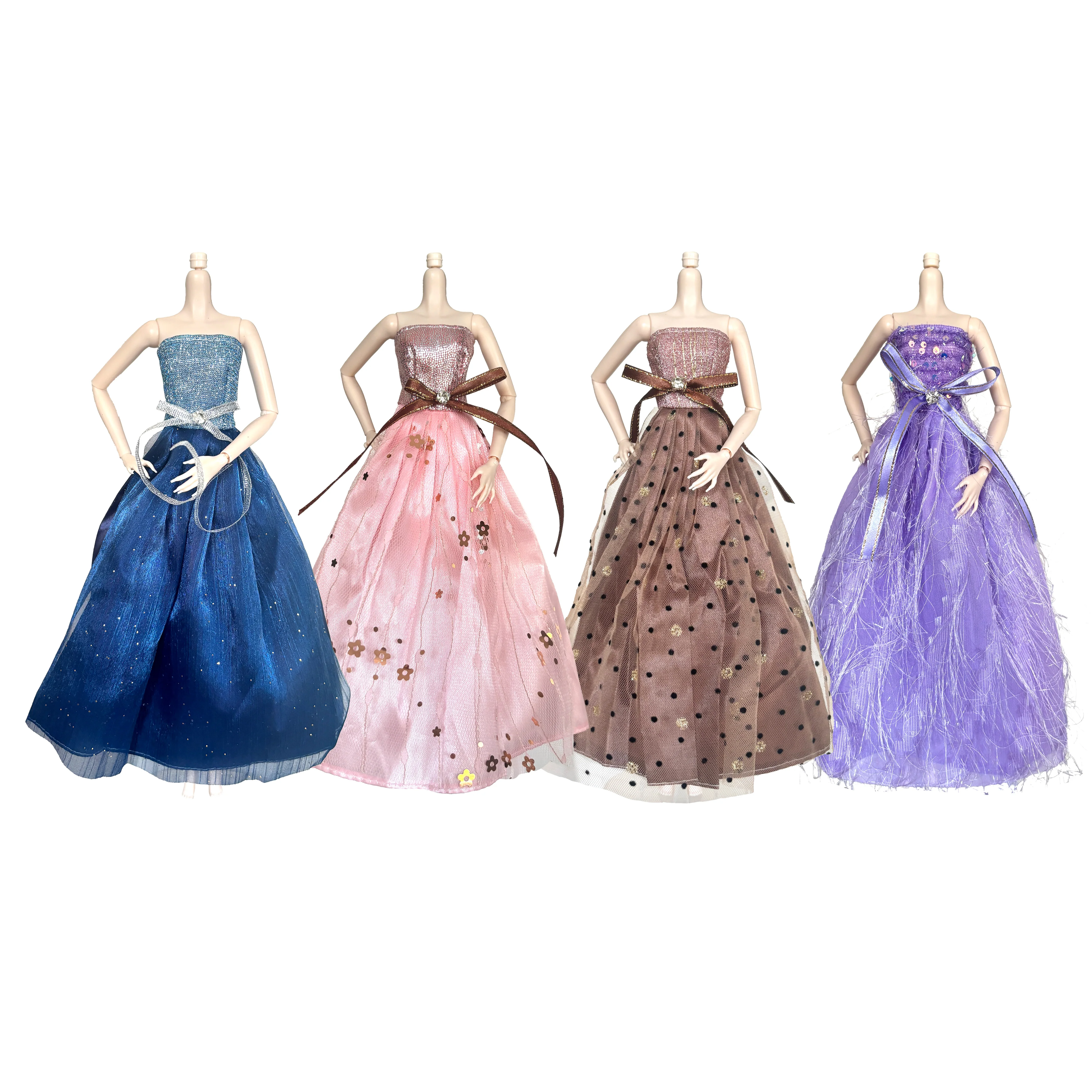 Fashion Bow Evening Dress/Sweet Feather Dress/Bubble Sleeve Dress For 1/6 FR Babi Supermodel Doll Dress Up Clothes Accessories