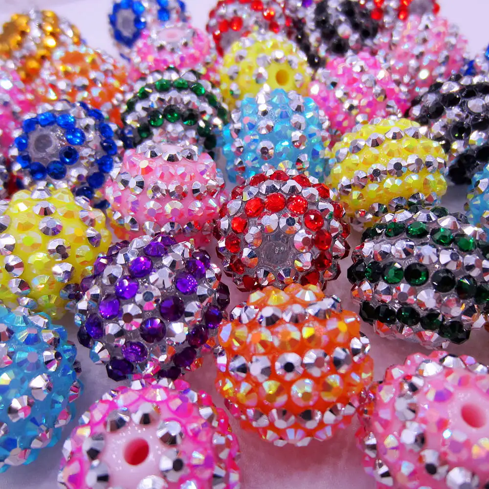 Imagem -04 - Bola de Strass Resina Listrada Tons para Meninas Mix Lote Pérolas Soltas para Colar Pulseira Fazendo Acessórios 20 mm Atacado 50 Pcs