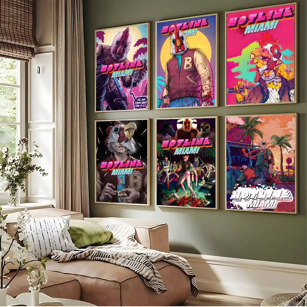 Video Game H-Hotline Miami Poster Artistic Design Premium Wall Decor For Bedroom Living Room Home Aesthetic Gift