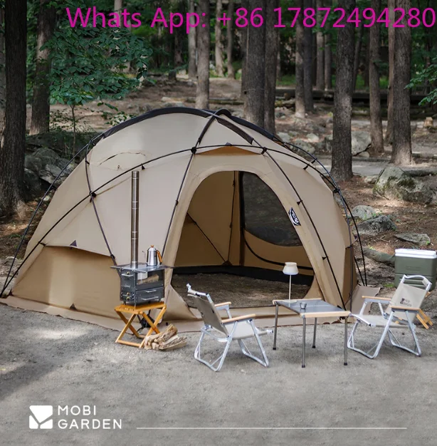 High-Quality Outdoor Stylish Design Luxury Portable Foldable All-Season Family Aluminum Pole Canvas Dome Tent