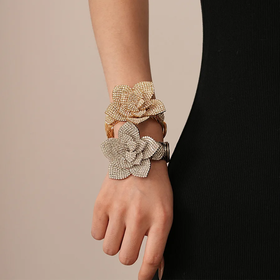 

Big Metallic Crystal Rose Bangles Bracelets
