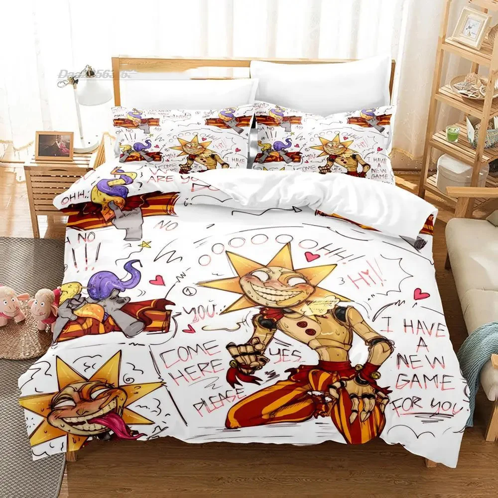 Sundrop FNAF Bedding Set Single Twin Full Queen King Size Bed Set Aldult Boy Bedroom Duvetcover Sets 3D Print Game bed sheet set