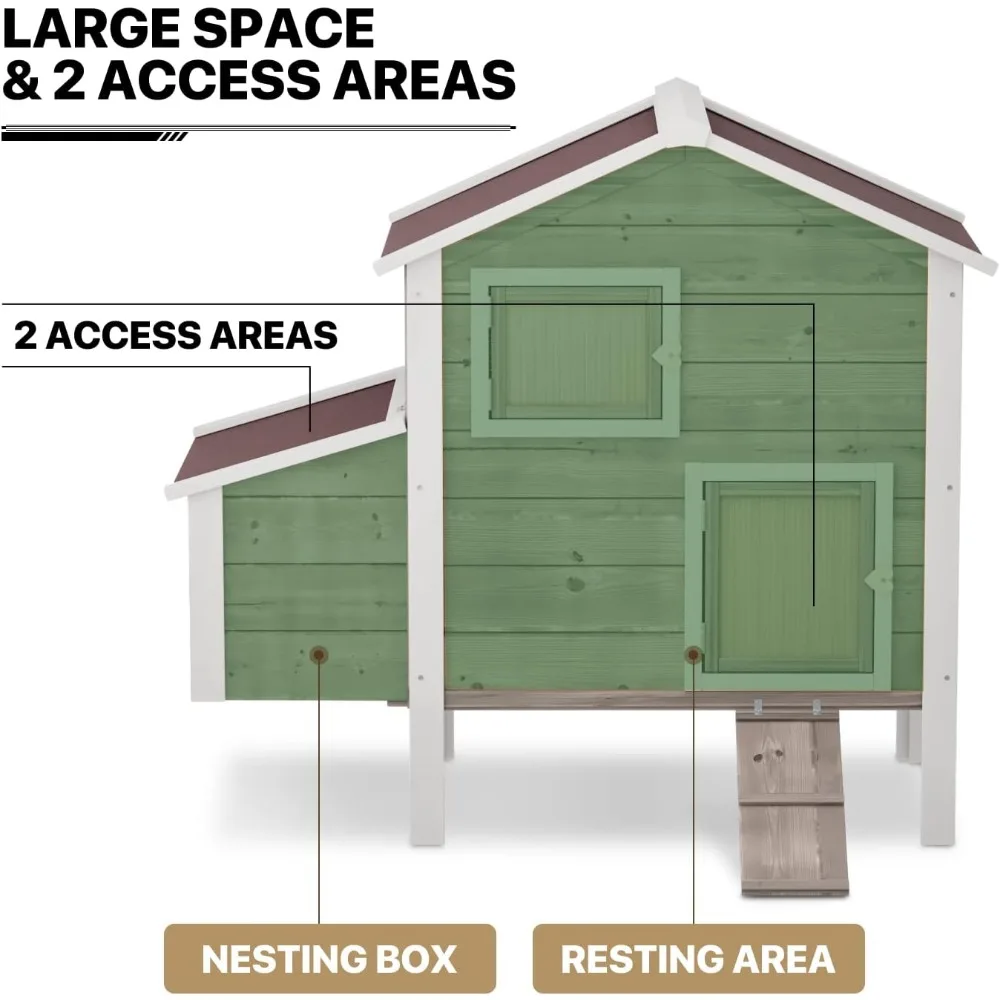 Imagem -04 - Chicken Coop Hen House com Caixa de Assentamento para Quintal Hutch de Aves de Madeira de Fundo Removível Gaiola de Coelho para Fácil Limpeza