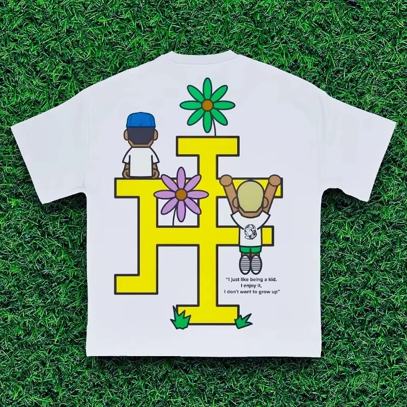 

Fashion Harajuku cartoon letter printing casual loose unisex summer pure cotton hot-selling models