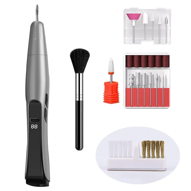 Portable Mini Nail Grinder & UV Lamp 2-in-1, Polish, Shape & Remove Gel Nails, Handheld LED Light Manicure Tool