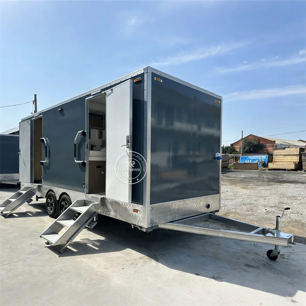 Custom Portable Toilet And Shower Bathroom Luxury Public Washroom Outdoor Toilet Trailer Restroom Trailer For Sale