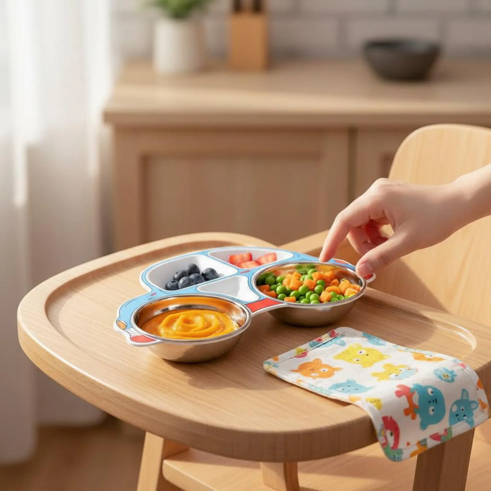

Kids' Divided Food Tray Safe Young Child Compartment Plate Stainless Steel Kids Plate Portion Control Meal Tray