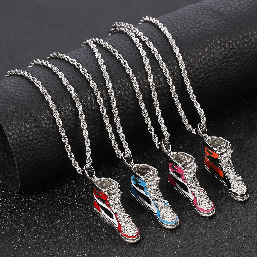 Men's Mini Hip-Hop Sneaker Pendant Necklace Street Style Rapper Fashion Collar Accessory Cool Gift for Friends Accessories