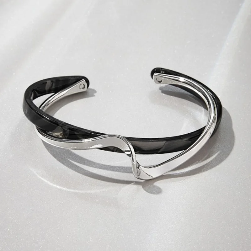 Witte acryl armbanden Board Bend Metal Bangles Dameshandarmbanden Geometrische C-vormige openingsarmbanden Sieraden Geschenken