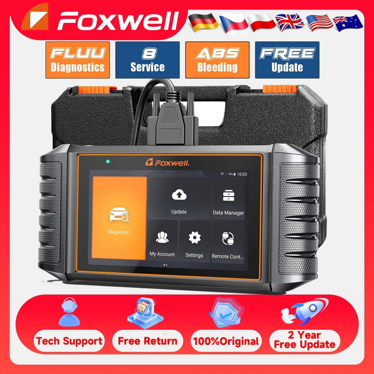 

Foxwell NT726 OBD2 Scanner Car Code Reader All Makes Full Systems Scan DPF SAS TPMS OBD 2 Diagnostic Scanner Tools Free Update