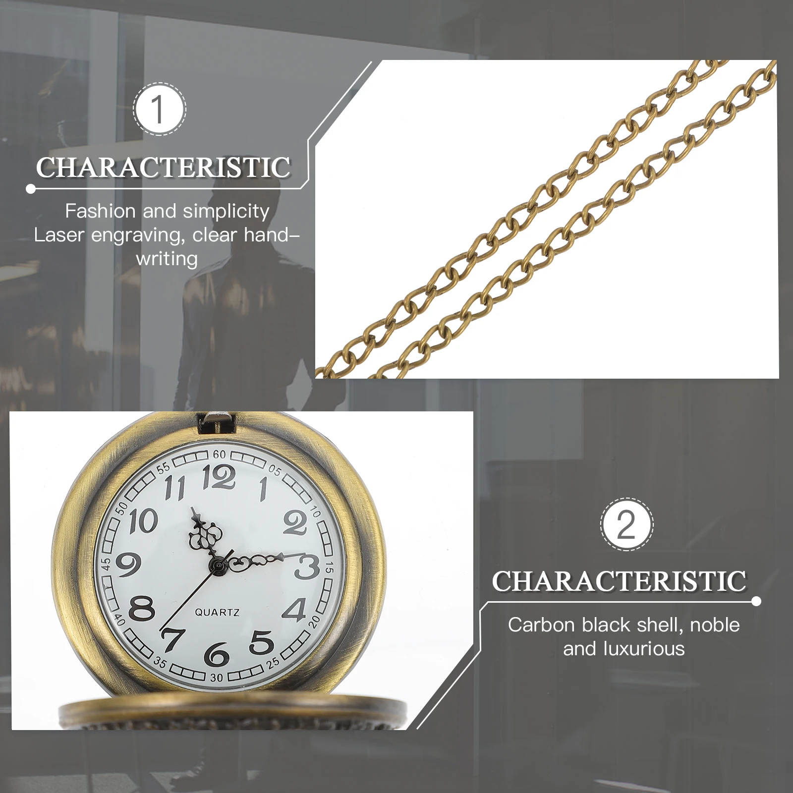 

Retro Pocket Vintage Clamshell Hanging Pocket Watch Hollow Design Alloy Material Durable Chain Decor Practical Timepiece