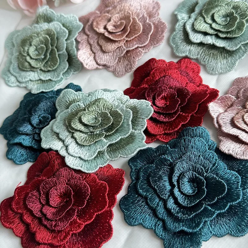 

30pcs/Lot Sew-on Luxury 3D Embroidery Patch Rose Dress Skirt Underwear Shirt Clothing Decoration Accessory Craft Diy Applique