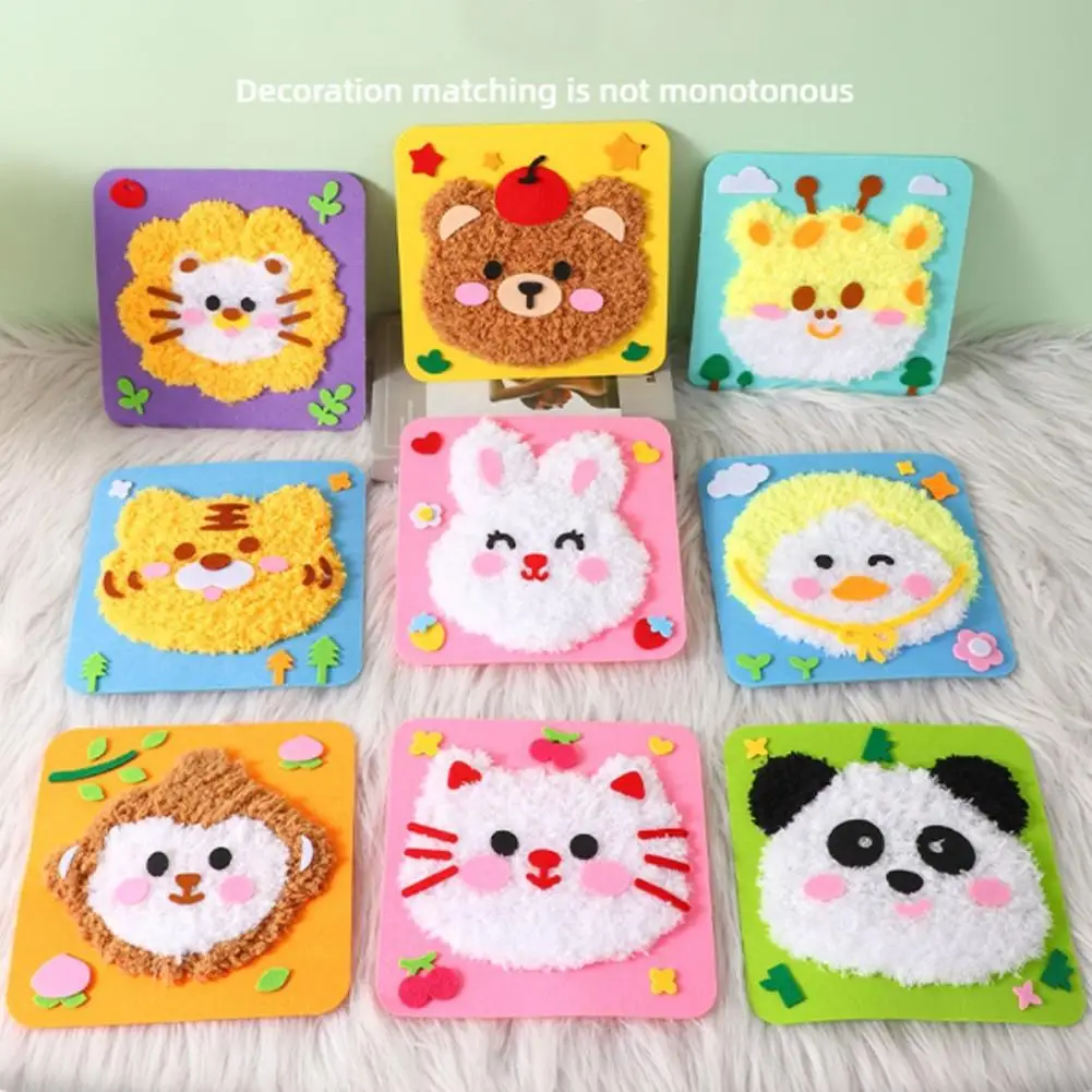 Handmade Embroidery Kit Soft Yarn Needlework With Cartoon Patterns Perfect For Children's DIY Craft And Sewing Projects