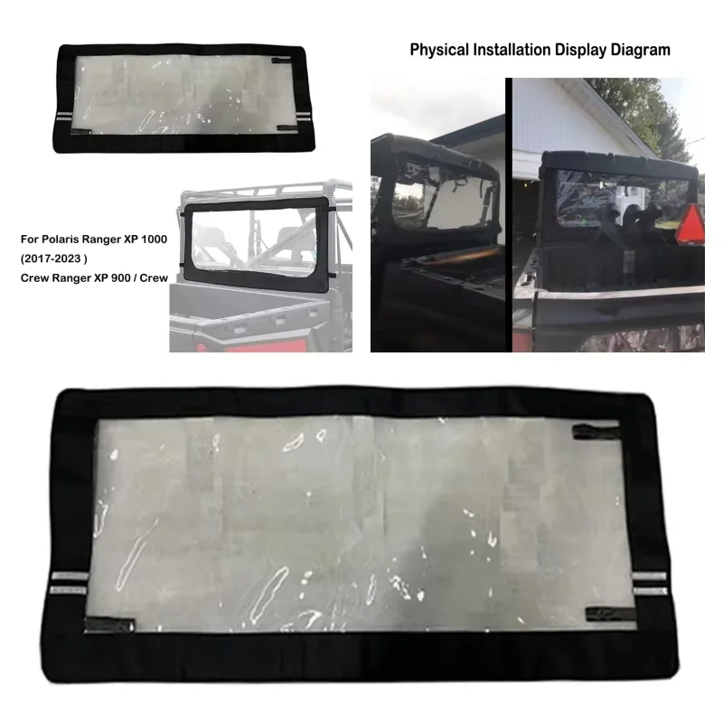New Arrival! Rear Windshield Windscreen Clear 600D+PVC Compatible with Polaris Ranger XP 1000 / Crew 2017 2018 2019 2020