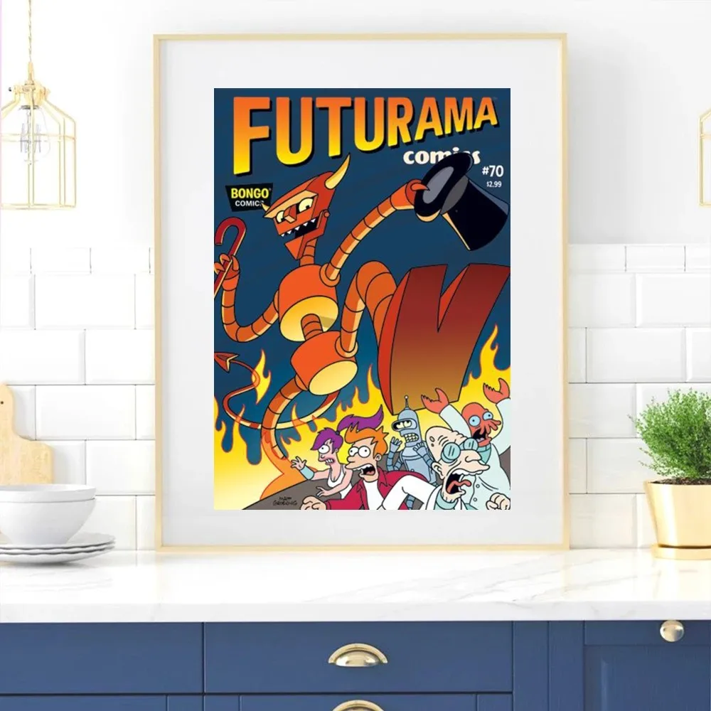 Cartoon F-Futurama Poster Home Room Decor Livingroom Bedroom Aesthetic Art Wall Painting Stickers