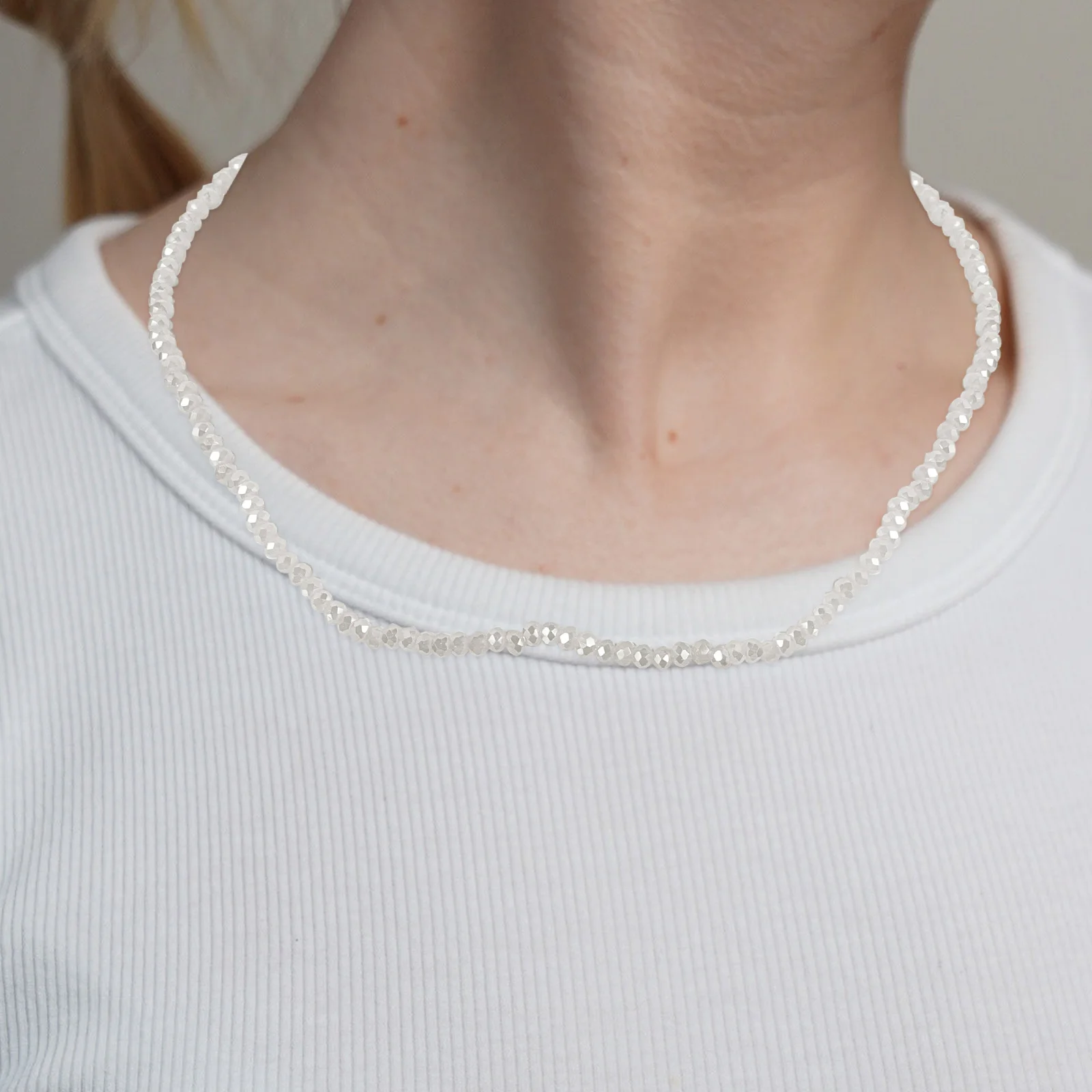 

Crystal Necklace Colorful Beaded Letter Jewelry Rings Women Choker Necklaces for Miss