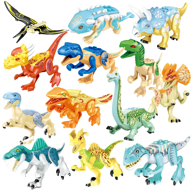 NEW T-Rex Indominus Model Jurassic World Dinosaurs Velociraptor Triceratops Assemble Building Blocks Toys For Children Boy Gifts