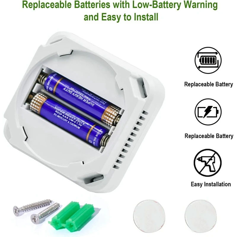 Alarma piezas de monóxido de carbono, dispositivo Detector de CO con pantalla Digital LCD, blanco, portátil, para viaje y hogar, funciona con batería, 1 unidad