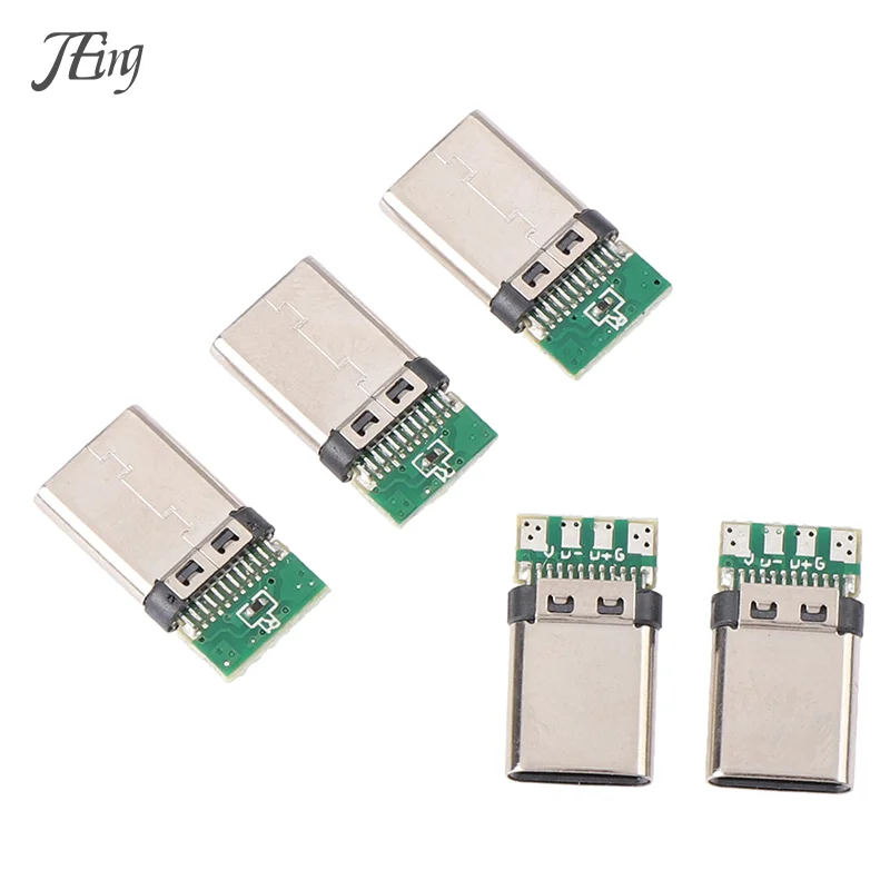 5Pcs USB 3.1 Type C Male DIY Solder Plug Connector Socket Attached PC Board