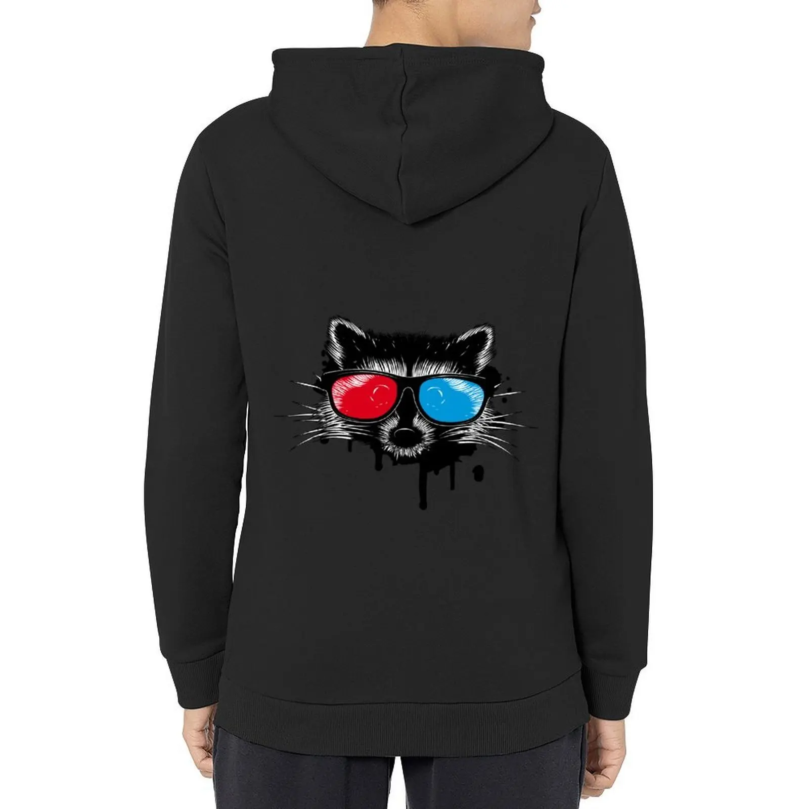 

Raccoon with 3D glasses Hoodie male clothes mens clothing autumn autumn hoodie