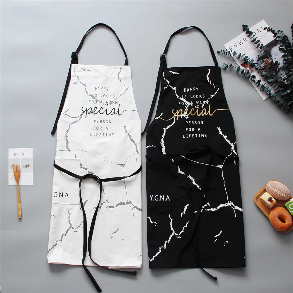 Kitchen Household Apron Pure Color for Home Cleaning Washing Helper Cotton for Woman Men Cooking Fashion Coffee Overalls Apron