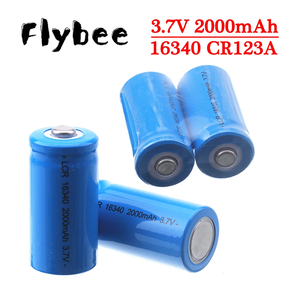 2026 NEW 3.7V 2000mAh Lithium Li-ion 16340 Battery CR123A Rechargeable Batteries 3.7V CR123 for Laser Pen LED Flashlight Cell
