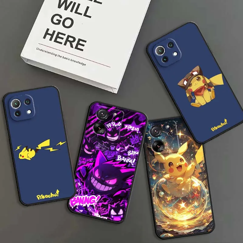 

Cartoon P-Pokemons Pattern For Xiaomi Mi 15 14 13 13T 12 12T 12S 11 11i 11T Pro Ultra Lite 5G Black Soft Cover