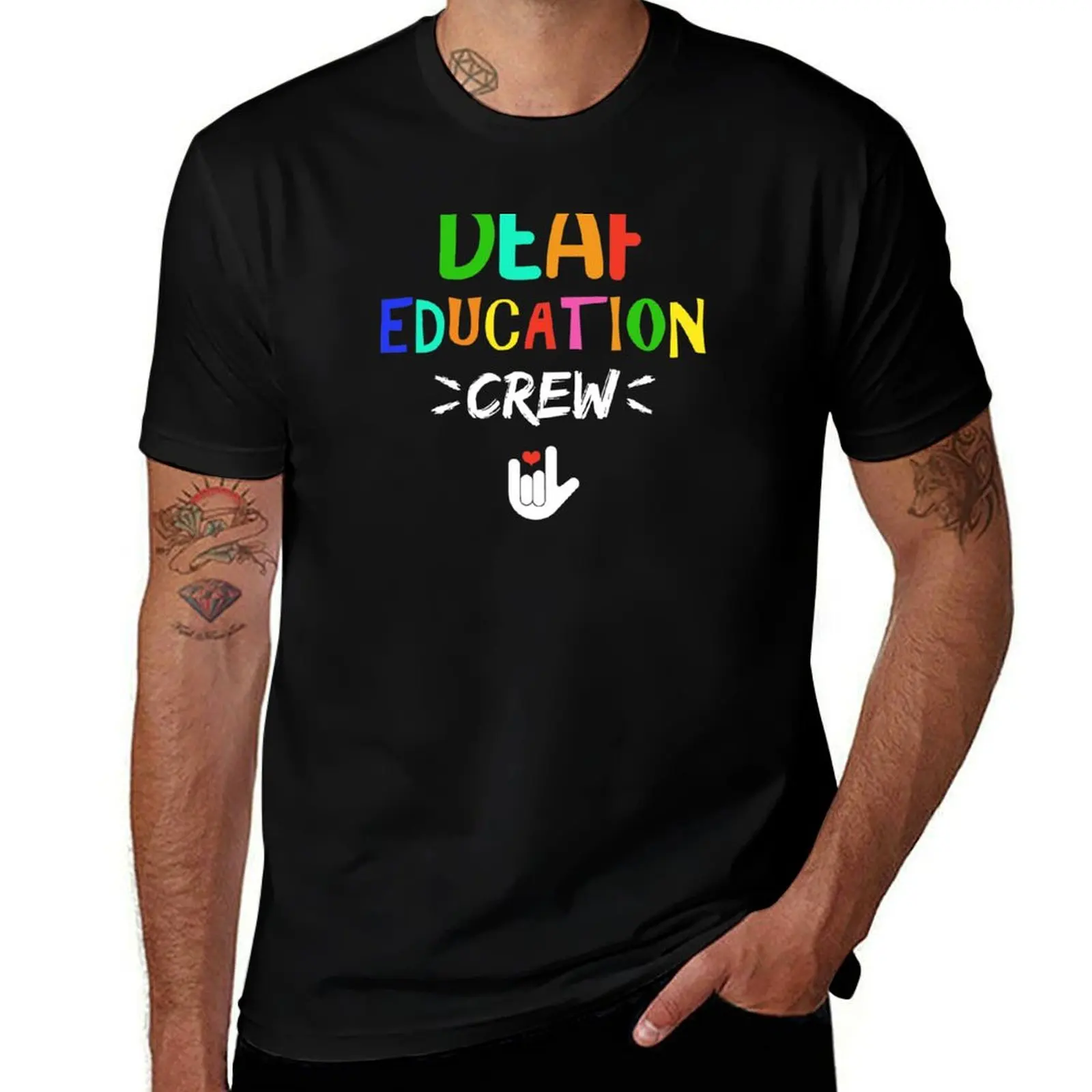 

Deaf Education Crew ASL Sign Language Teacher graphic T-Shirt graphic t shirts for man man t shirts cotton T-Shirt