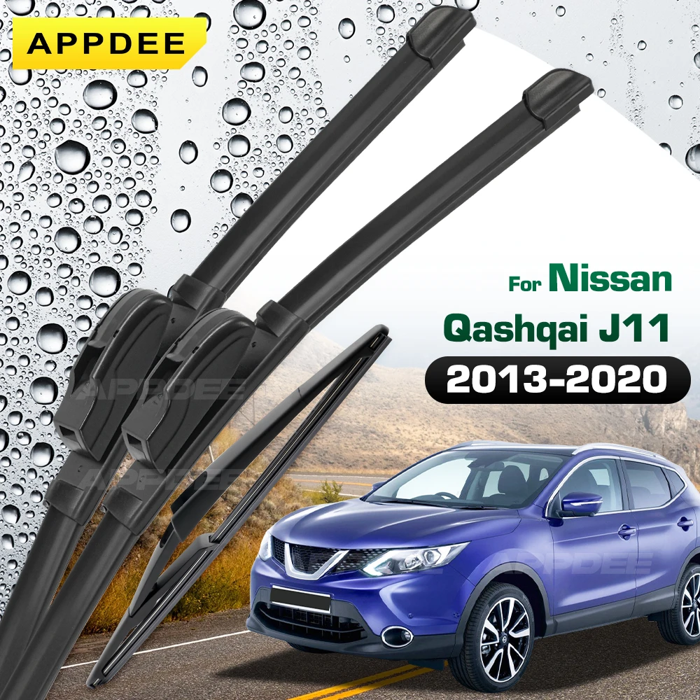 

Передние и задние щетки стеклоочистителя для Nissan Qashqai J11 2013-2020, силиконовые и резиновые щетки стеклоочистителя, лобовое стекло, оконные щетки