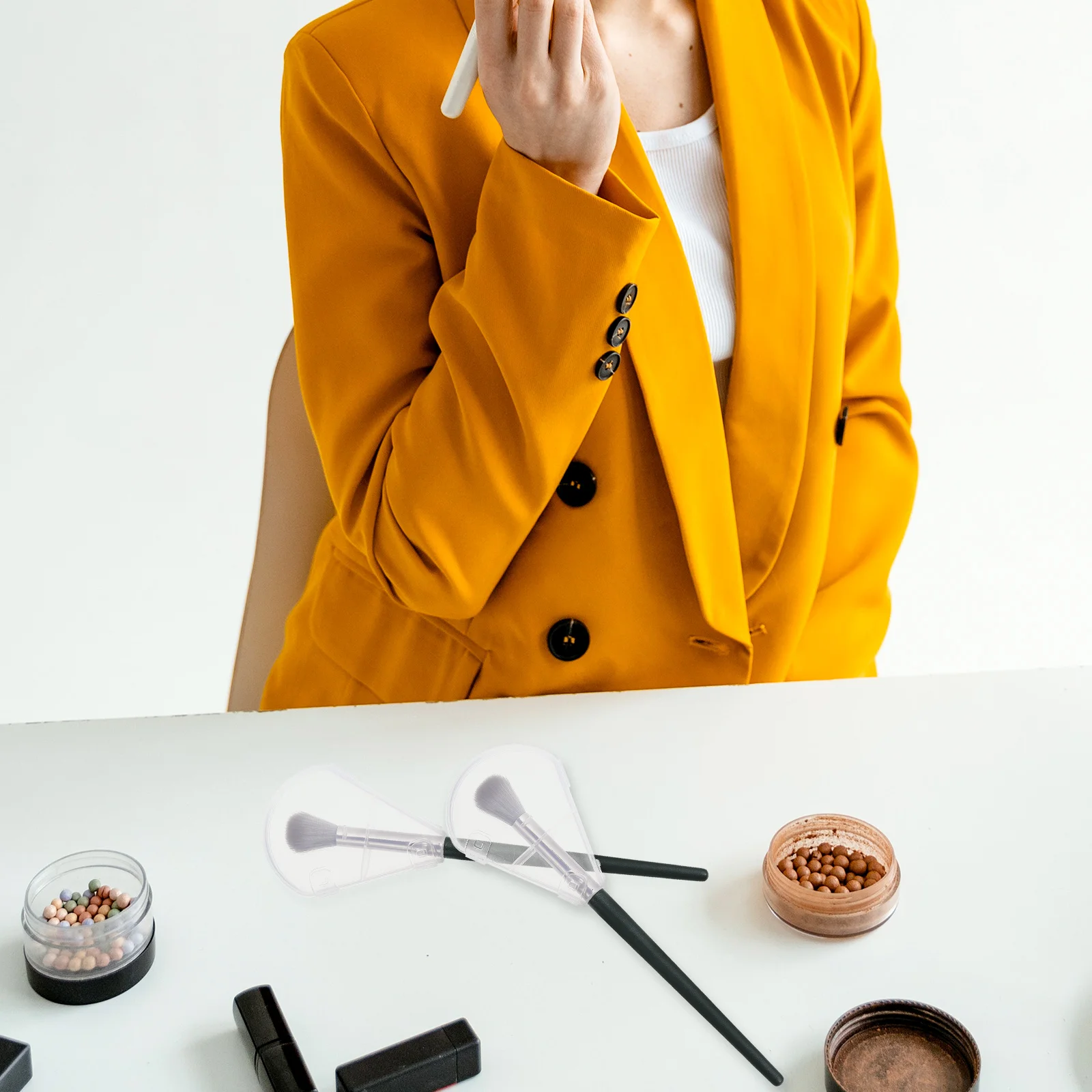 

10pcs Fan Dustproof Cover Plastic Makeup Case Travel Protective Accessories Clear Makeup Brush Head Case Brush Covers