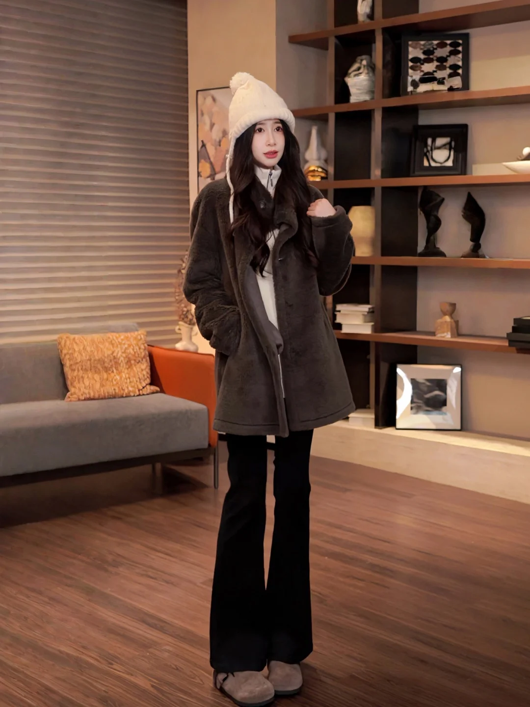 

Теплое шерстяное пальто женское с воротником-стойкой, осень-зима, 100% шерсть, ZONE, для повседневной носки, с длинными рукавами, стандартный крой