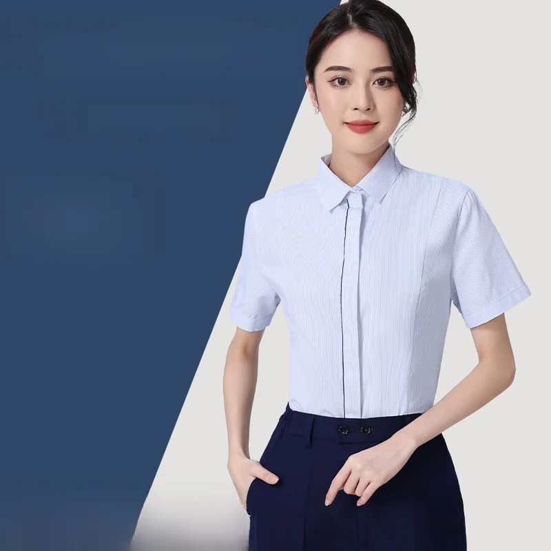 

New Women's Long Sleeve Work Uniform Shirt Transportation Industry Professional Clothing Cotton Blend Business Wear