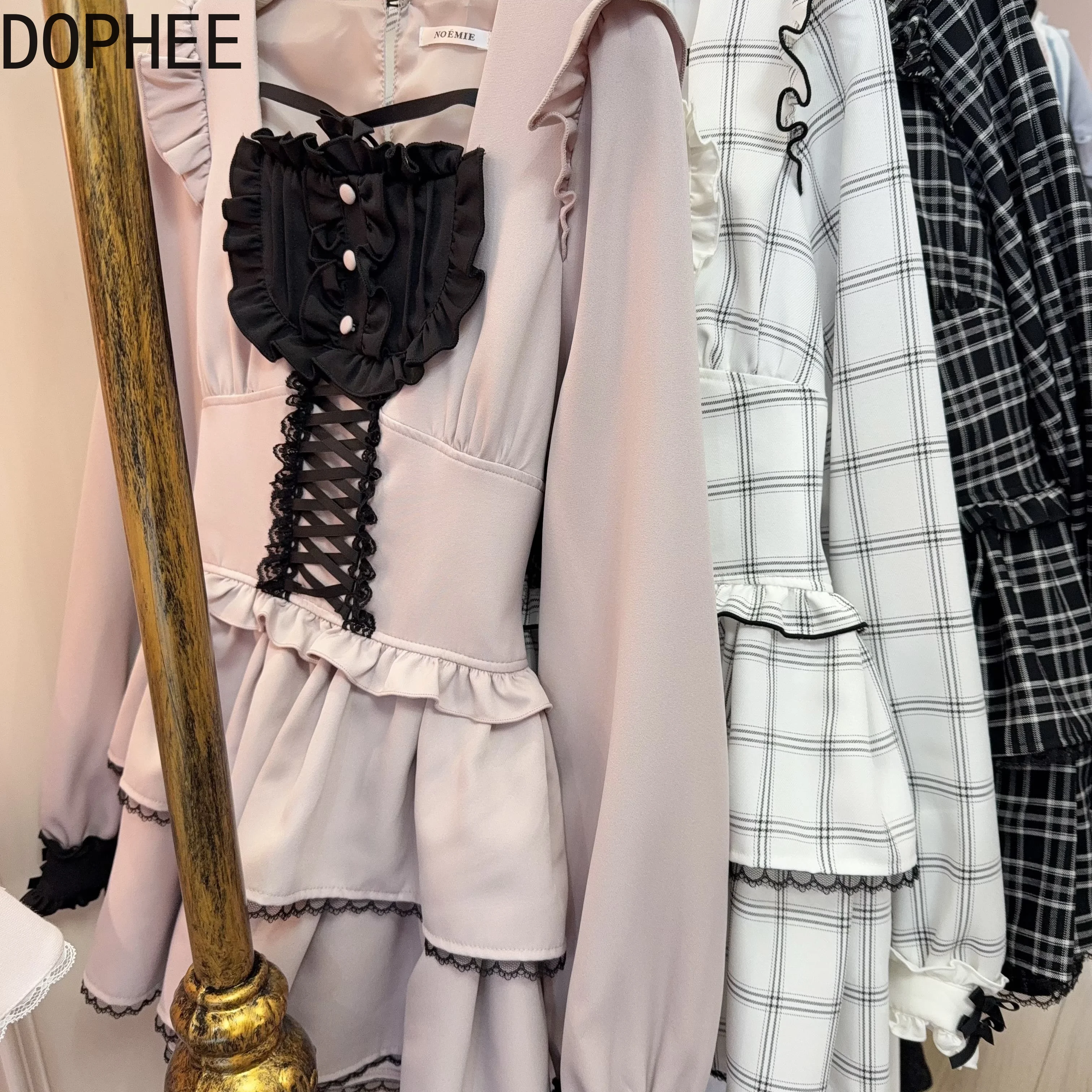 

Японские осенне-зимние комплекты принцессы, элегантные оборки, длинные рукава, короткое трапециевидное платье-торт, черные повседневные шорты с широкими штанинами в стиле Лолиты