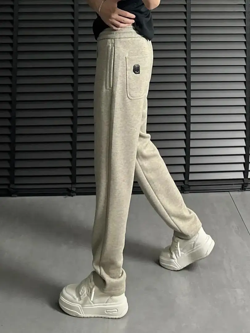 

Мужские осенне-зимние теплые брюки из итальянского хлопка и шерсти с добавлением ацетата, прямого кроя, зауженные, антибактериальные