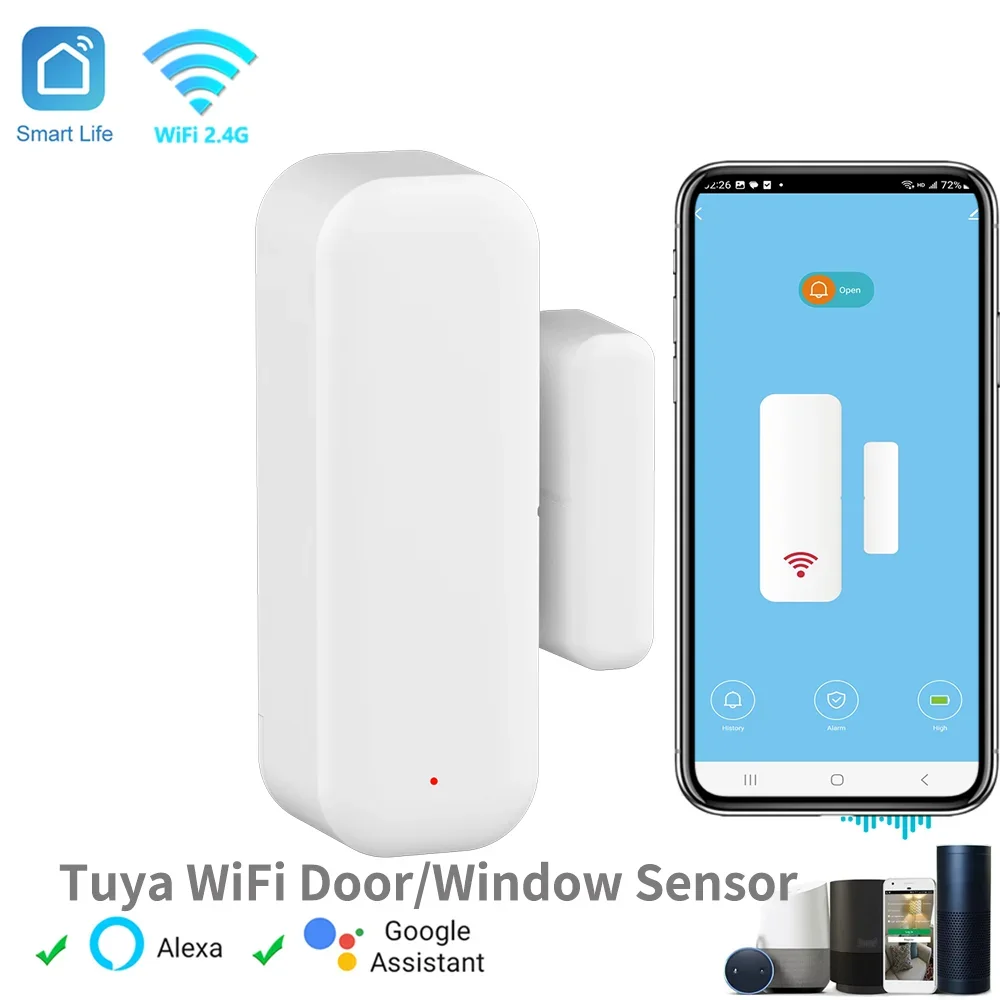 

Tuya WiFi Door and Window Sensor Smart Home Wireless Detector Smart Life App Remote Control Compatible with Alexa Google Home