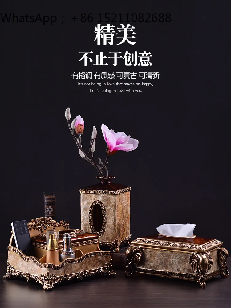 SCY retro multi-functional tissue box luxury high-end household napkin pumping paper box living room coffee table jewelry