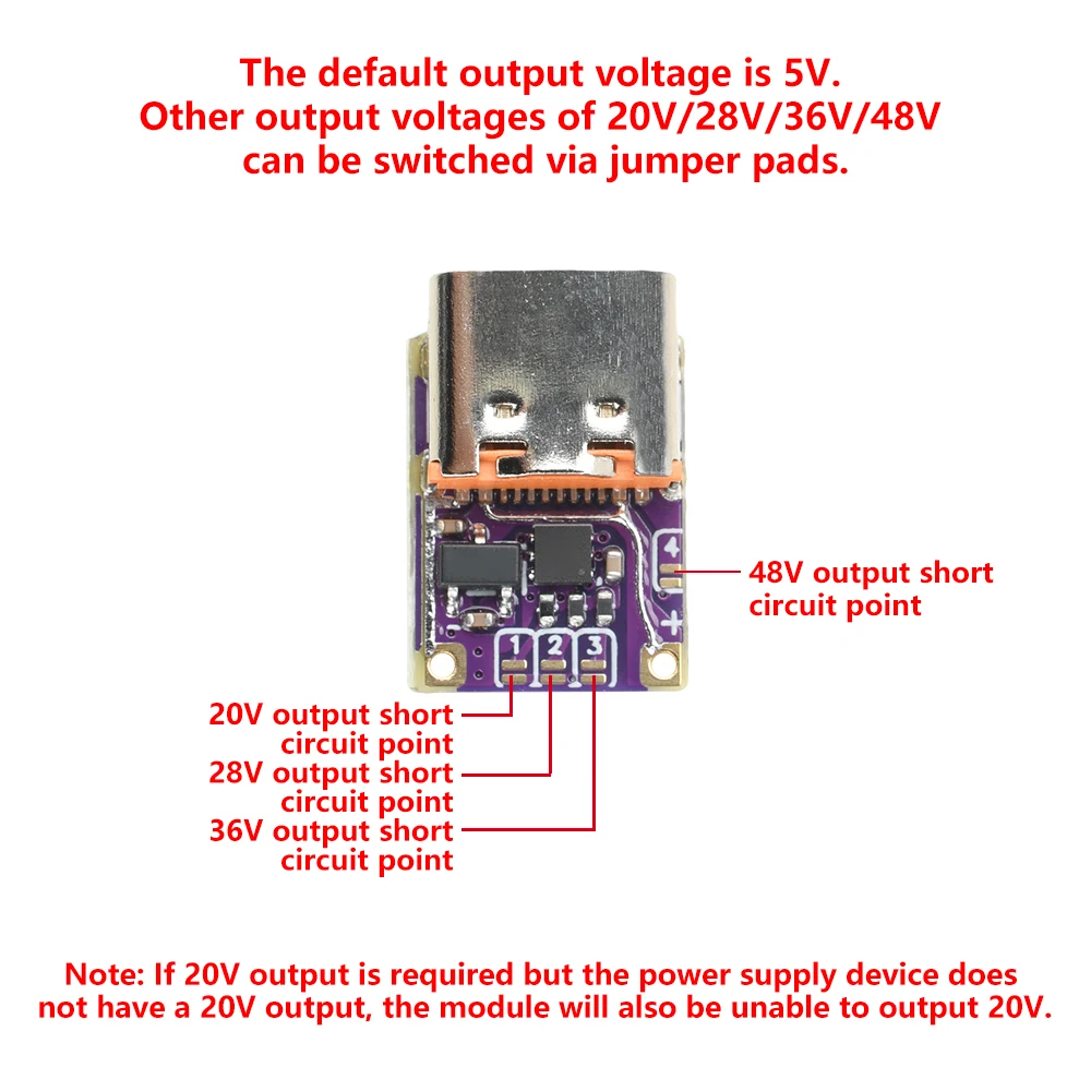 โมดูลชาร์จเร็วแบบล่อ PD3.0 PD3.1 QC3.0 แรงดันสูง DC 5V//20V/28V/36V/48V แรงดันไฟฟ้าทริกเกอร์ PD เป็น DC โมดูลชาร์จเร็ว