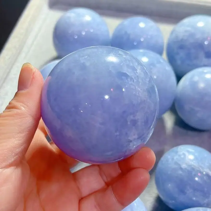 80mm Rare And Beautiful Natural Crystal Lapis Lazuli Kyanite Energy Ball Reiki Healing Feng Shui Improve Home Decor Gift 1pcs