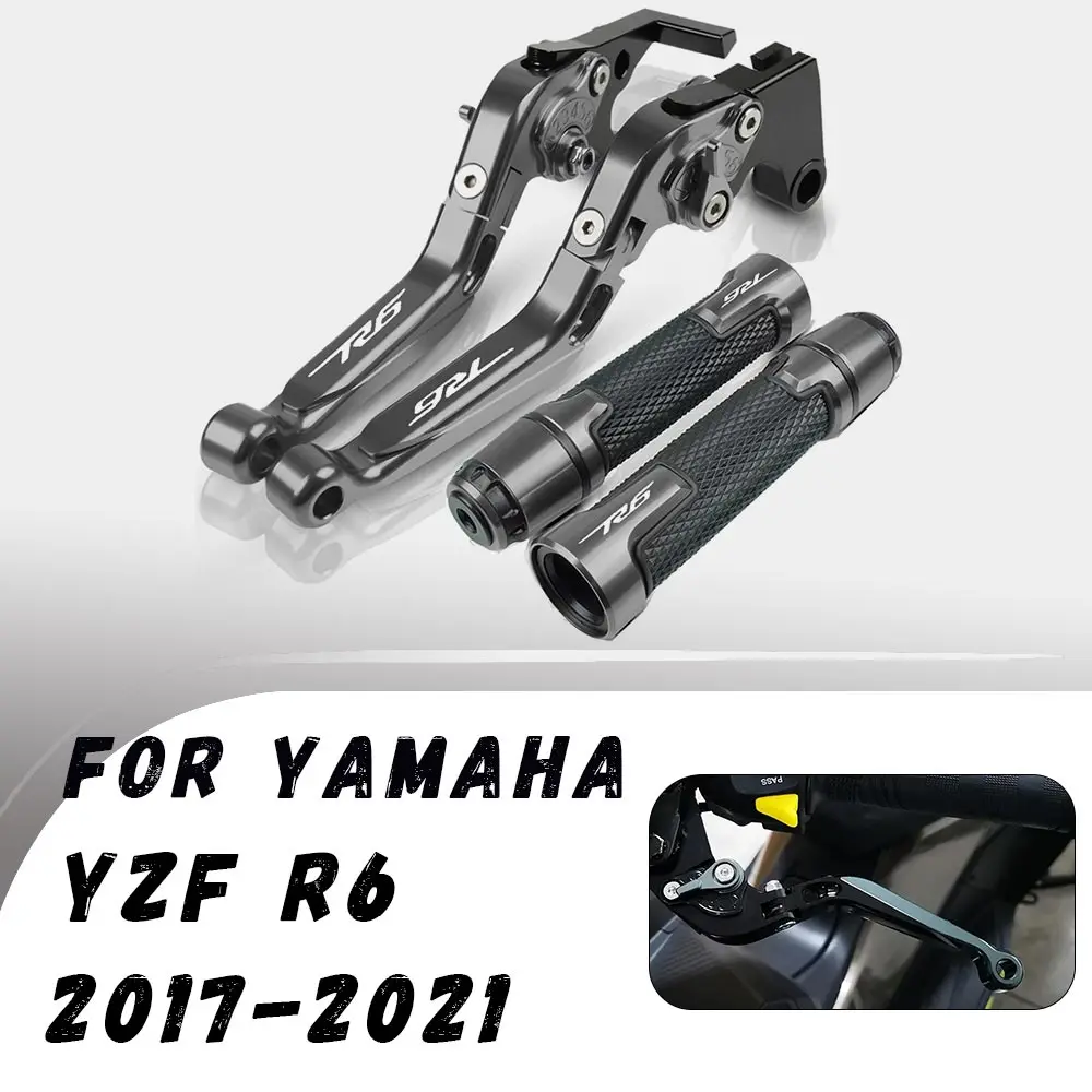 

For Yamaha YZF R6 2017-2021 CNC Folding Brake Clutch Lever Handbrake Handlebars Grip Handles Hand Grips Motorcycle Accessories