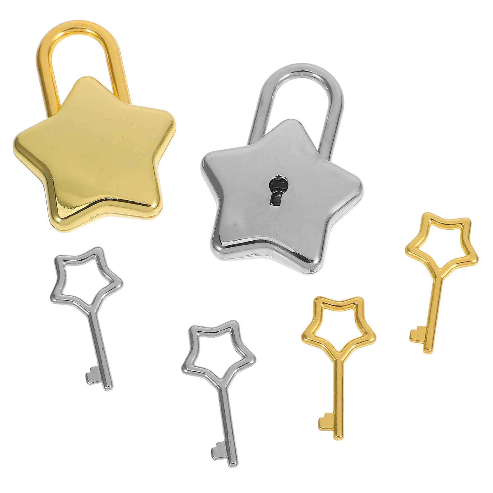 2Pcs Star Luggage Lock Small Padlock with Keys Mini Lock for Suitcase Gym Locker Piggy Bank Letter Diary Travel Security