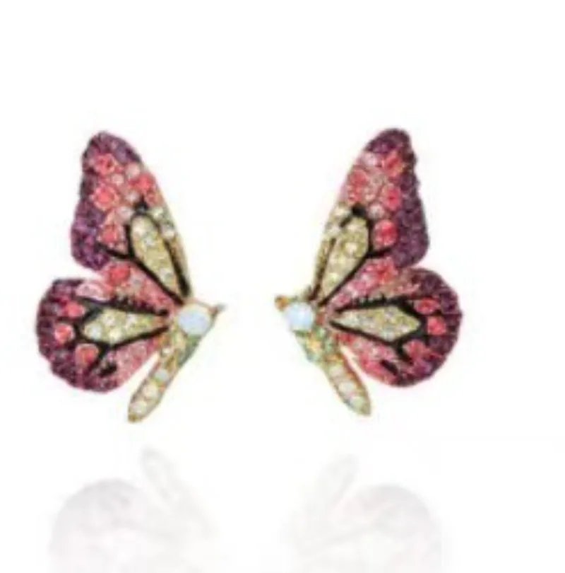 Серьги-сердечки для девочек-бабочек, модные серьги с крыльями бабочки