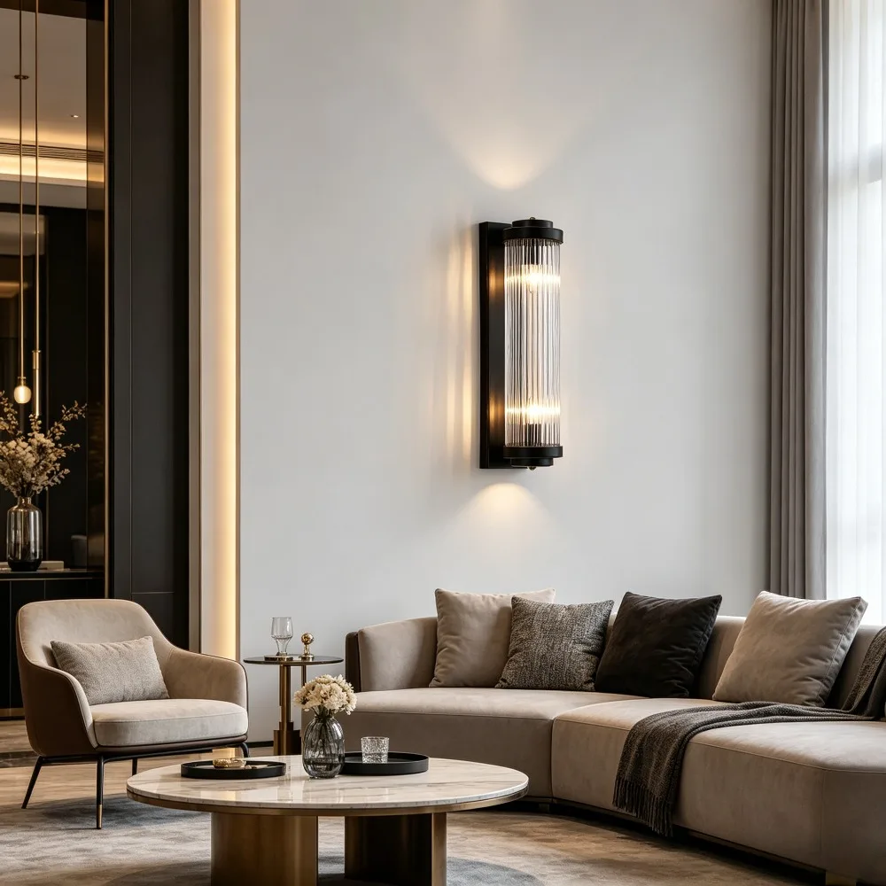 Postmodern Crystal Wall Lamp American Minimalist Living Room Tv Background  Aisle Nordic Luxury Bedroom Bedside Led Lights