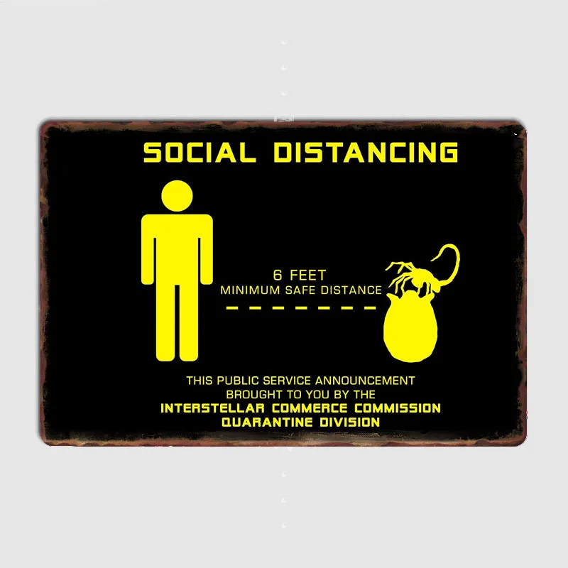 Social Distance Hugger - Yellow Posters Metal Sign Poster Garage Wall art Decoration Club Vintage Tin Sign Home Decor Room Decor