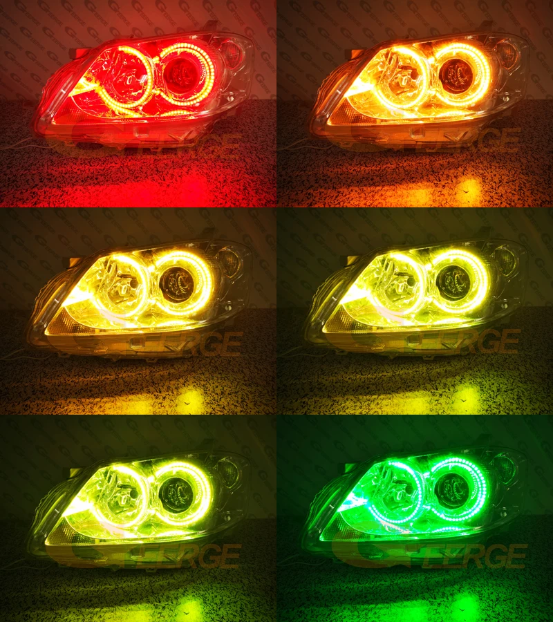 For Toyota Aurion GSV40 2006 2007 2008 2009 CAMRY RF Remote BT App Ultra Bright Multi-Color RGB LED Angel Eyes Kit Halo Rings