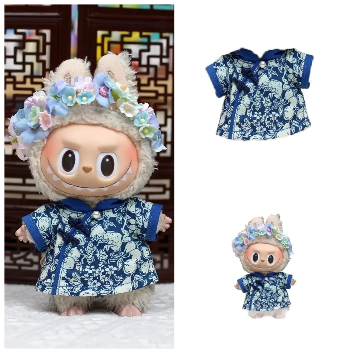

For 17 cm Labubu baby clothes big into energe Chinese style doll pendant clothes hairpin For labubu clothing
